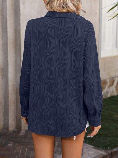 Button Up Dropped Shoulder Shirt - Trendsi - Flyclothing LLC