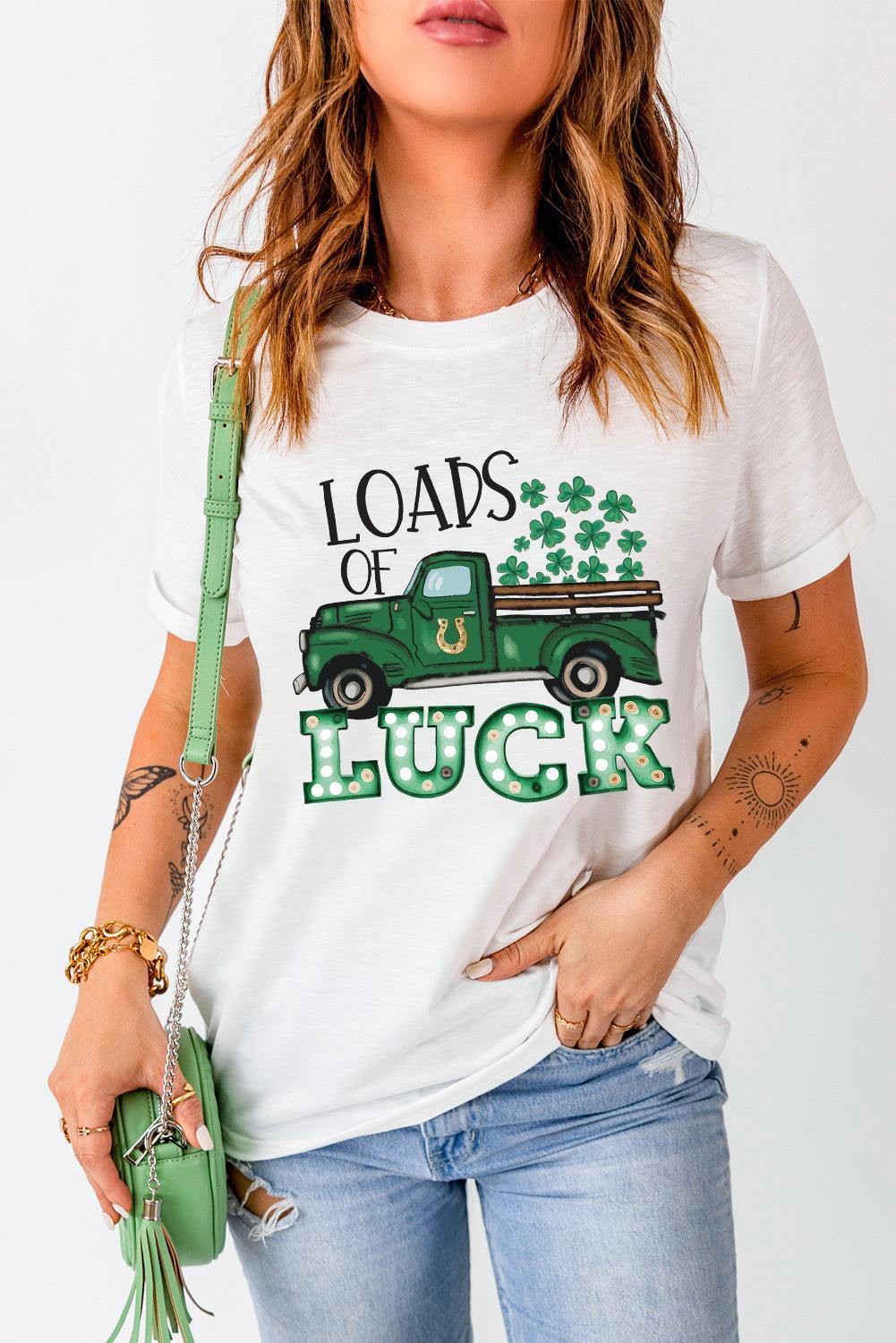LOADS OF LUCK Graphic Round Neck Tee - Flyclothing LLC