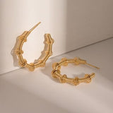 18K Gold-Plated Stainless Steel C-Hoop Earrings - Trendsi