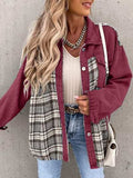 Plaid Button Up Dropped Shoulder Jacket - Trendsi - Flyclothing LLC