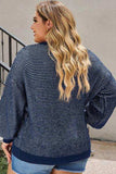 Plus Size Waffle-Knit Round Neck Dropped Shoulder Sweater - Trendsi - Flyclothing LLC