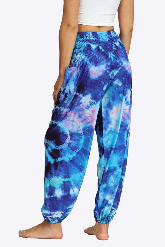 Tie-Dye Smocked Joggers - Trendsi - Flyclothing LLC