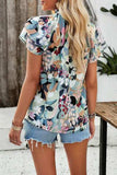 Printed Ruffled Mock Neck Blouse - Trendsi - Flyclothing LLC