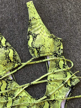 Lace-Up Backless Plunge One-Piece Swimwear - Trendsi - Flyclothing LLC
