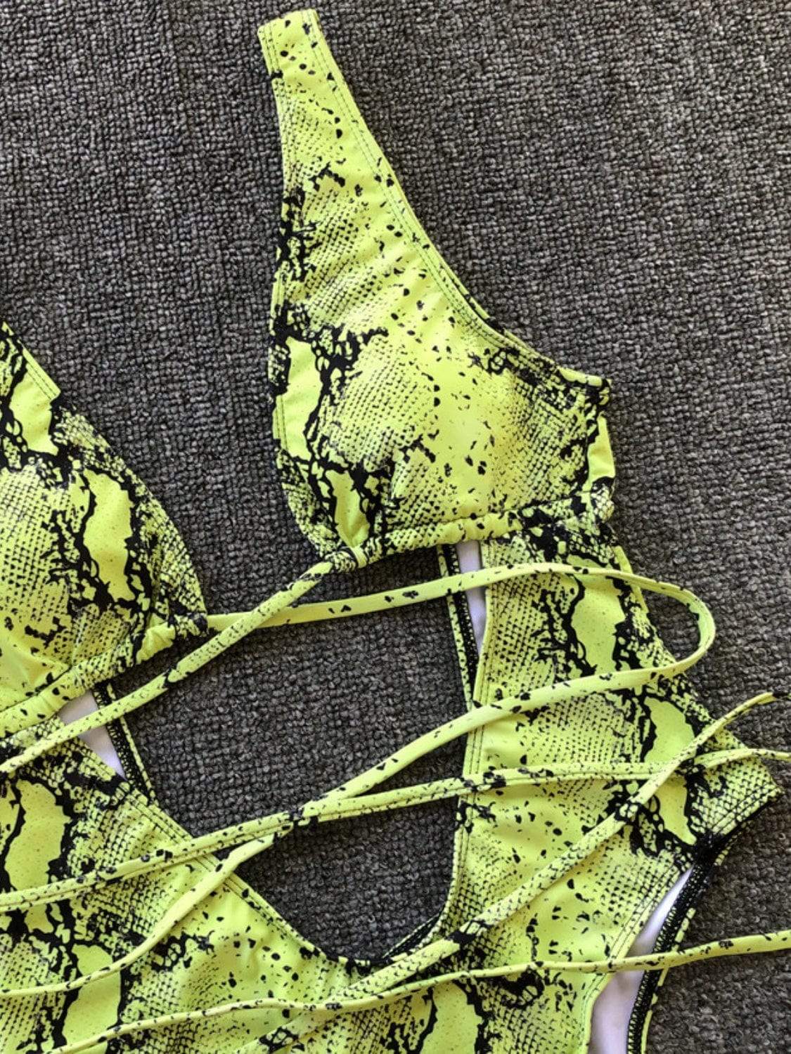 Lace-Up Backless Plunge One-Piece Swimwear - Trendsi - Flyclothing LLC