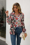 Floral Print Collared Neck Long Sleeve Shirt - Trendsi - Flyclothing LLC