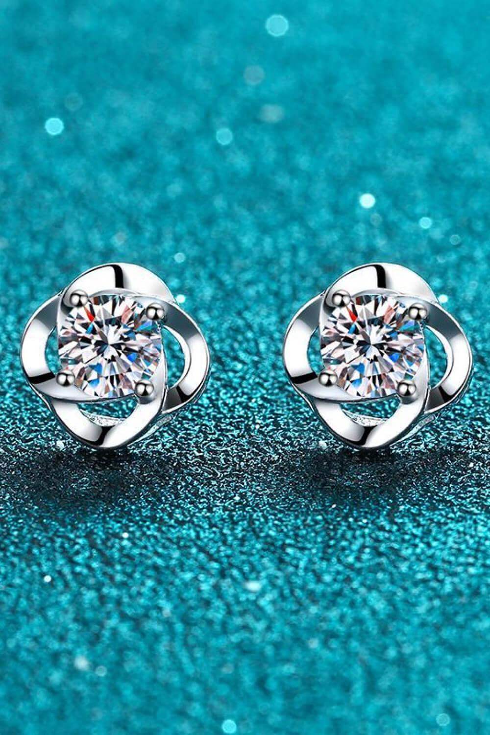 It's Your Day Moissanite Rhodium-Plated Stud Earrings - Trendsi - Flyclothing LLC