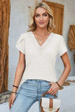 V-Neck Petal Sleeve T-Shirt - Trendsi - Flyclothing LLC