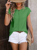 Rolled Cap Sleeve Round Neck Sweater Vest - Trendsi - Flyclothing LLC