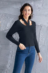 Halter Neck Long Sleeve Sweater - Trendsi
