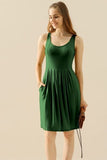 Doublju Full Size Round Neck Ruched Sleeveless Dress with Pockets - Trendsi