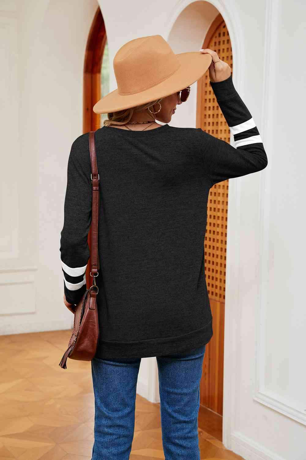 V-Neck Long Sleeve T-Shirt - Trendsi - Flyclothing LLC