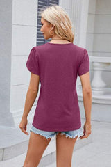 V-Neck Short Sleeve T-Shirt - Trendsi - Flyclothing LLC