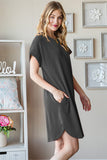 Heimish Full Size Ribbed Round Neck Short Sleeve Tee Dress - Trendsi