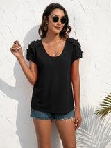Spliced Lace Cold-Shoulder Blouse - Trendsi - Flyclothing LLC