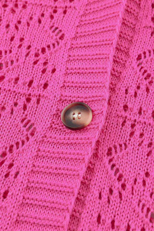 Openwork Button Down Cardigan - Trendsi - Flyclothing LLC