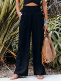 Full Size Smocked Waist Wide Leg Pants - Trendsi - Flyclothing LLC