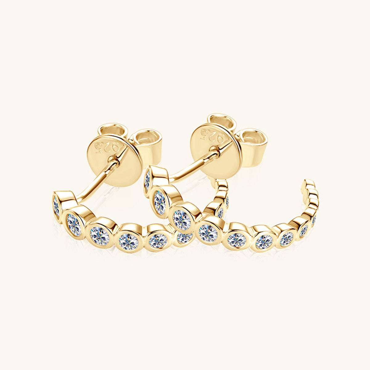 Inlaid Moissanite 925 Sterling Silver C-Hoop Earrings - Trendsi - Flyclothing LLC