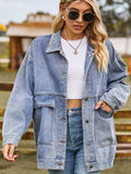 Dropped Shoulder Denim Jacket with Pockets - Trendsi - Flyclothing LLC