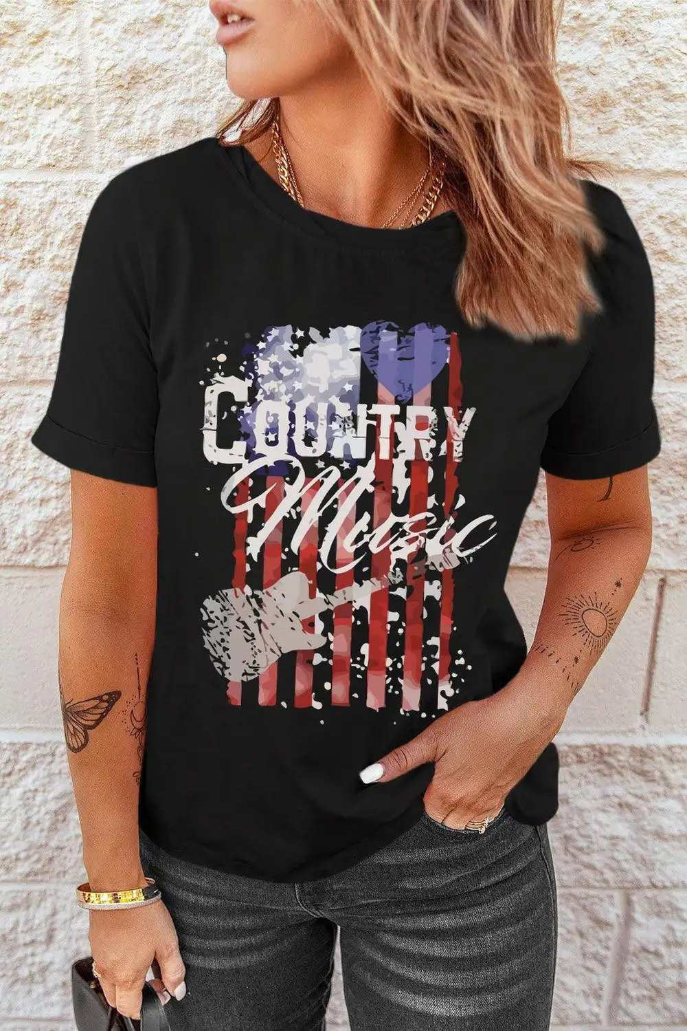 COUNTRY MUSIC Graphic Tee Shirt - Trendsi - Flyclothing LLC