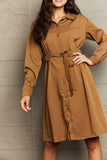 Collared Neck Button Down Dress - Trendsi