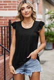 Ruffled Ruched Round Neck Tank - Trendsi - Flyclothing LLC