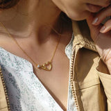 Heart Shape Zircon 18K Gold-Plated Necklace - Trendsi