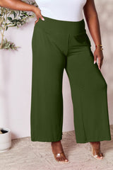 Double Take Full Size Smocked Wide Waistband Wide Leg Pants - Trendsi