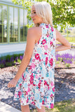 Floral Mock Neck Sleeveless Tiered Dress - Trendsi - Flyclothing LLC