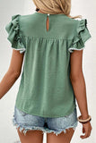 Pleated Detail Flutter Sleeve Blouse - Trendsi - Flyclothing LLC