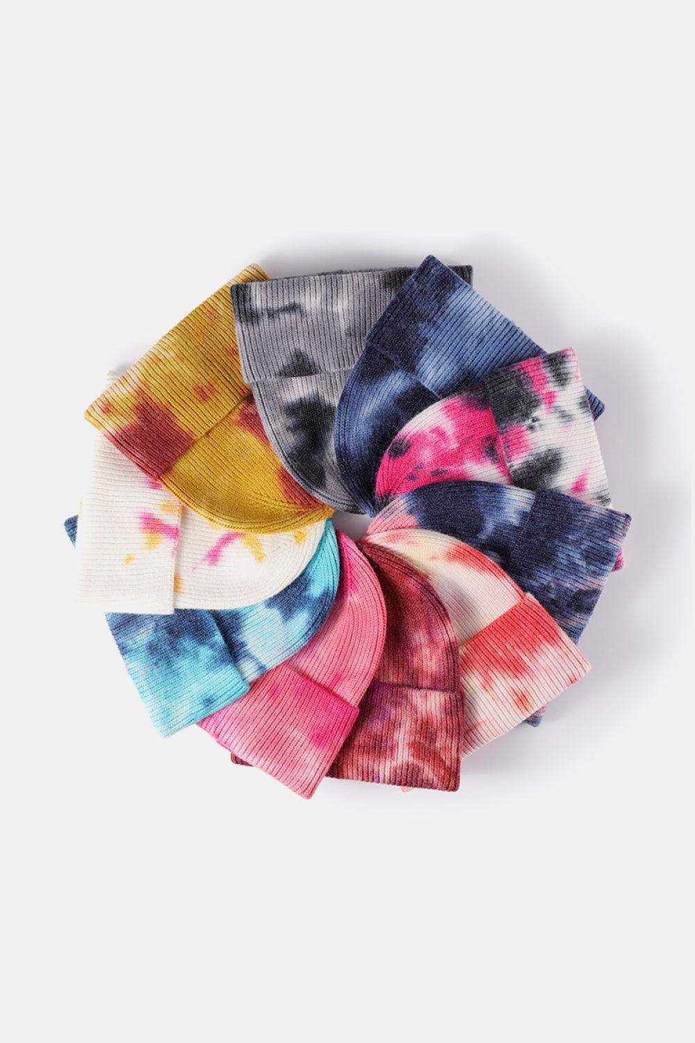 Tie-Dye Cuffed Rib-Knit Beanie Hat - Trendsi - Flyclothing LLC