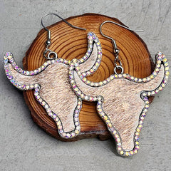 Rhinestone Bull Earrings - Trendsi