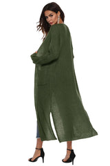 Long Sleeve Open Front Buttoned Cardigan - Trendsi - Flyclothing LLC