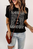 Graphic Cuffed Sleeve Round Neck Tee - Trendsi - Flyclothing LLC