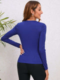 Decorative Button Long Sleeve Top - Trendsi - Flyclothing LLC