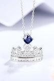 Zircon Lab-Grown Sapphire Crown Shape Pendant Necklace - Flyclothing LLC