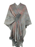 Heathered Fringe Hem Poncho - Trendsi - Flyclothing LLC