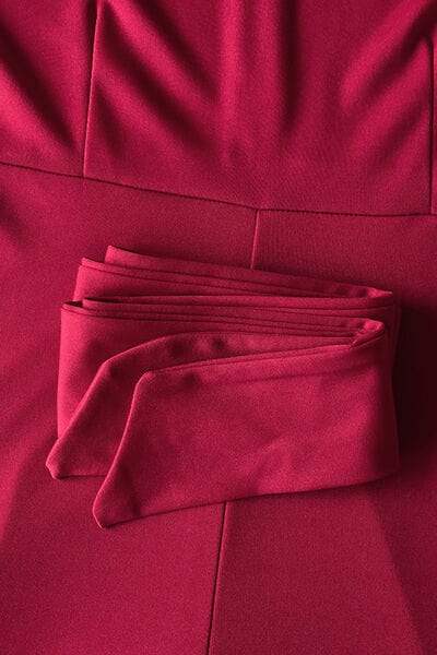 Mock Neck Tie-Waist Half Sleeve Jumpsuit - Trendsi - Flyclothing LLC