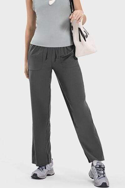 Drawstring Pocketed Active Pants - Trendsi - Flyclothing LLC
