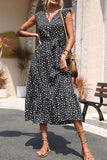 Floral Tie-Waist Ruffle Hem Dress - Trendsi - Flyclothing LLC