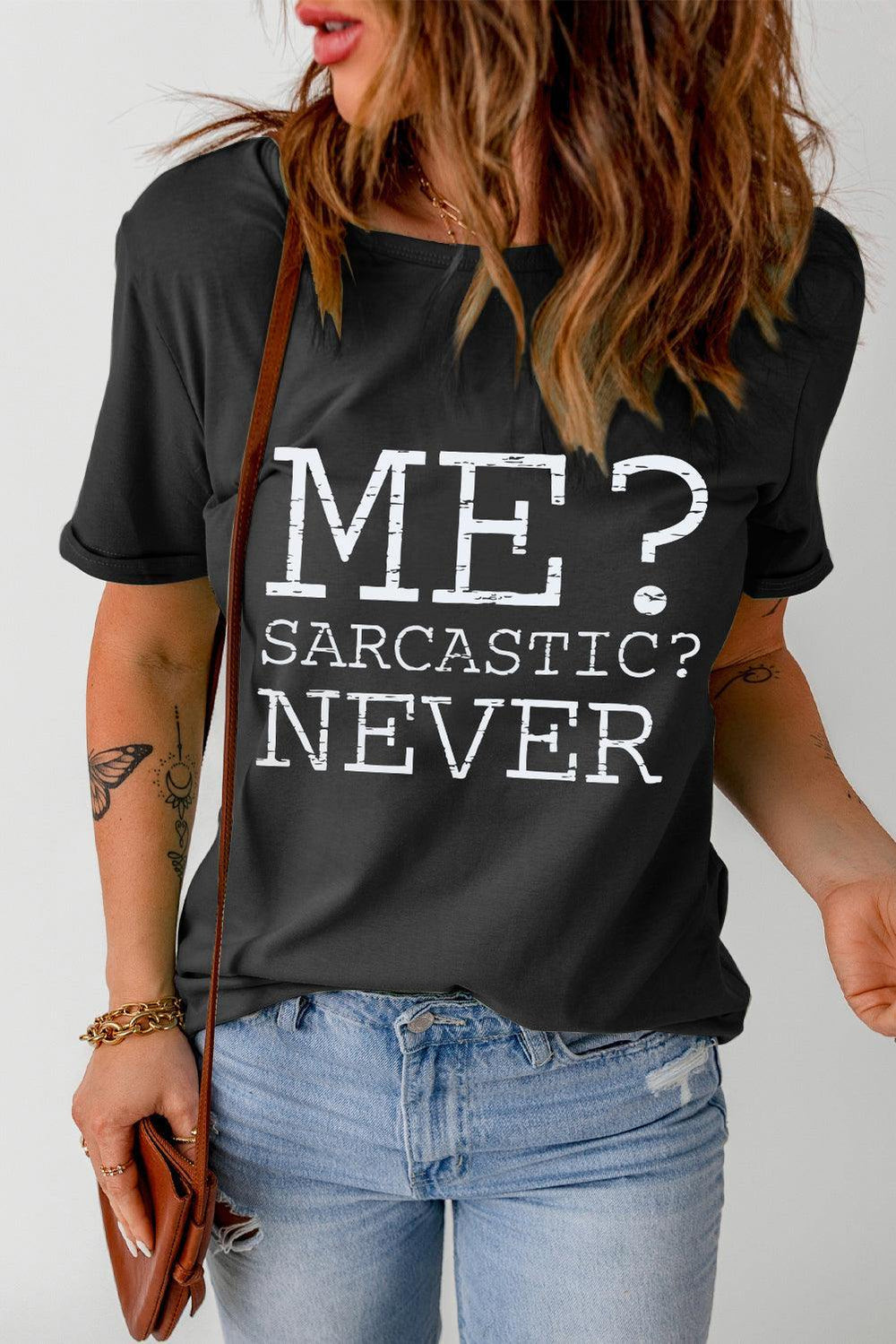 Letter Graphic Round Neck T-Shirt - Trendsi