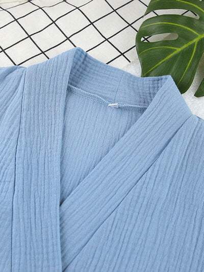 Textured Dropped Shoulder Cardigan and Shorts Set - Trendsi - Flyclothing LLC