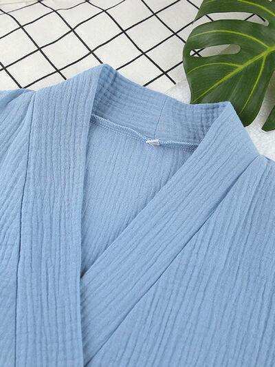 Textured Dropped Shoulder Cardigan and Shorts Set - Trendsi - Flyclothing LLC