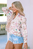 Printed Collared Neck Long Sleeve Shirt - Trendsi - Flyclothing LLC