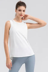 Round Neck Wide strap Active Tank - Trendsi - Flyclothing LLC
