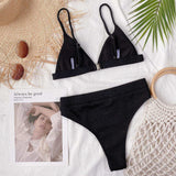 Spaghetti Strap Ribbed Bikini Set - Trendsi - Flyclothing LLC