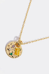 Inlaid Multicolored Zircon Round Pendant Copper Necklace - Trendsi - Flyclothing LLC