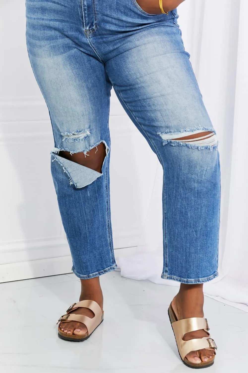 RISEN Full Size Emily High Rise Relaxed Jeans - Trendsi - Flyclothing LLC