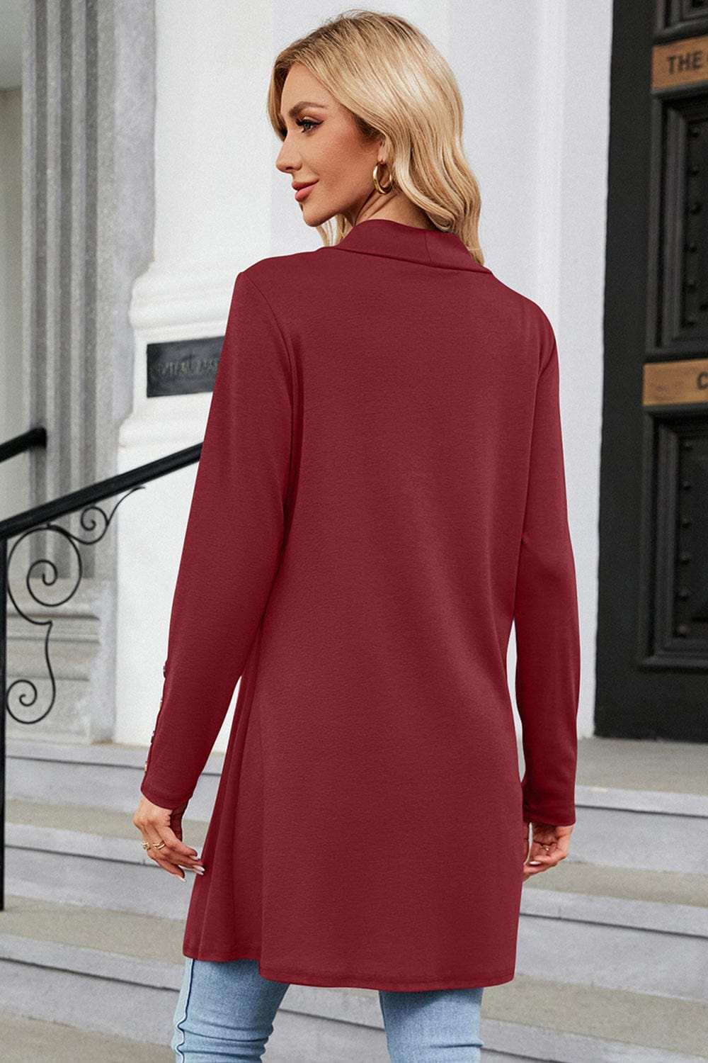 Open Front Long Sleeve Cardigan - Trendsi - Flyclothing LLC