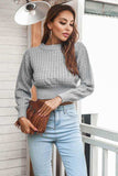 Round Neck Long Sleeve Cropped Sweater - Trendsi - Flyclothing LLC